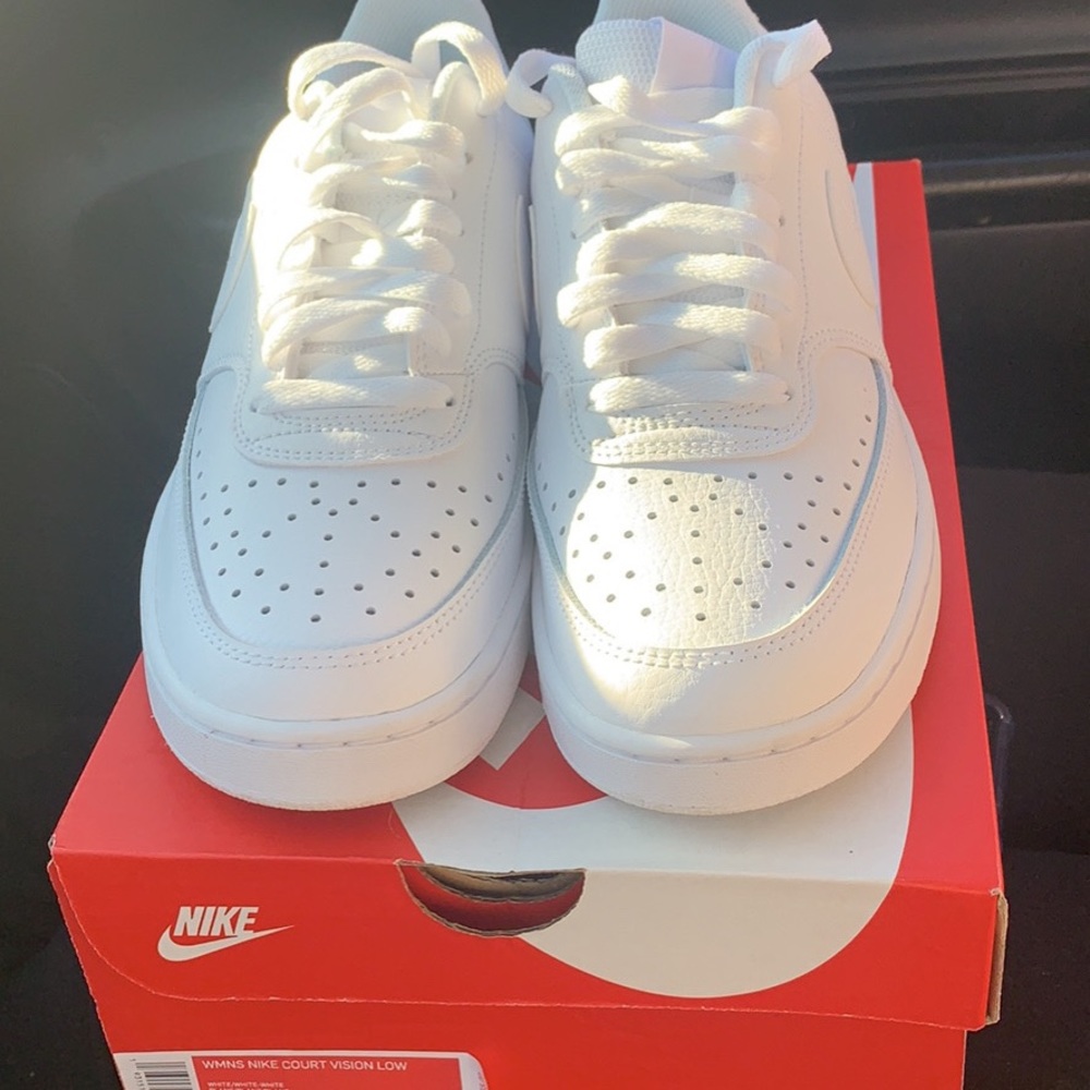 White Nike Women’s (Court Vision) Sneakers